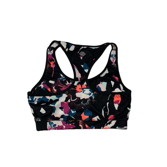 Zelos Black Racerback Sports Bra‎ Padded Size Small Pink Print Yoga Top - Picture 2 of 7